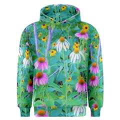 White And Purple Coneflowers And Yellow Rudbeckia Men s Overhead Hoodie by myrubiogarden