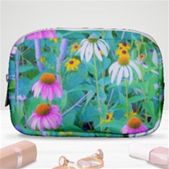 White And Purple Coneflowers And Yellow Rudbeckia Make Up Pouch (small)