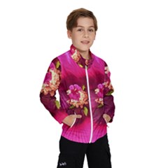 Deep Pink And Crimson Hibiscus Flower Macro Windbreaker (kids)