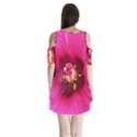 Deep Pink And Crimson Hibiscus Flower Macro Shoulder Cutout Velvet One Piece View2