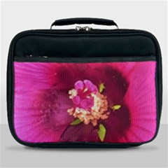 Deep Pink And Crimson Hibiscus Flower Macro Lunch Bag by myrubiogarden