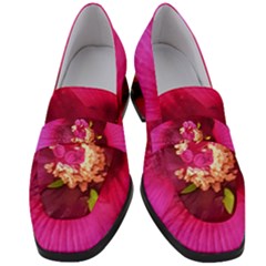 Deep Pink And Crimson Hibiscus Flower Macro Women s Chunky Heel Loafers