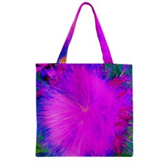 Psychedelic Purple Garden Milkweed Flower Zipper Grocery Tote Bag by myrubiogarden