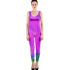 Psychedelic Purple Garden Milkweed Flower One Piece Catsuit by myrubiogarden