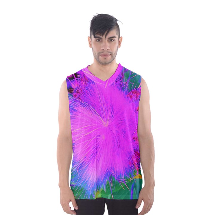 Psychedelic Purple Garden Milkweed Flower Men s Basketball Tank Top