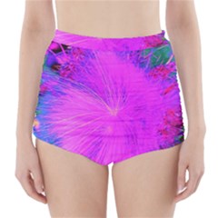 Psychedelic Purple Garden Milkweed Flower High-waisted Bikini Bottoms by myrubiogarden