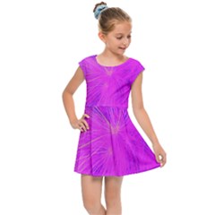 Psychedelic Purple Garden Milkweed Flower Kids  Cap Sleeve Dress by myrubiogarden