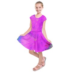 Psychedelic Purple Garden Milkweed Flower Kids  Short Sleeve Dress by myrubiogarden