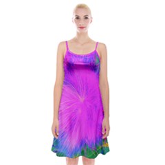 Psychedelic Purple Garden Milkweed Flower Spaghetti Strap Velvet Dress