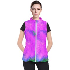 Psychedelic Purple Garden Milkweed Flower Women s Puffer Vest