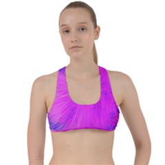 Psychedelic Purple Garden Milkweed Flower Criss Cross Racerback Sports Bra by myrubiogarden