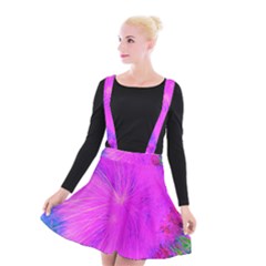 Psychedelic Purple Garden Milkweed Flower Suspender Skater Skirt by myrubiogarden