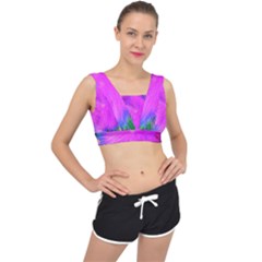 Psychedelic Purple Garden Milkweed Flower V-back Sports Bra by myrubiogarden