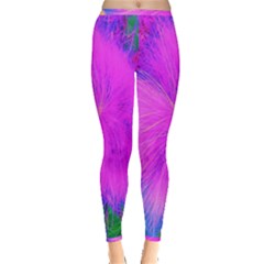 Psychedelic Purple Garden Milkweed Flower Inside Out Leggings by myrubiogarden