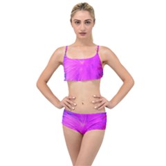 Psychedelic Purple Garden Milkweed Flower Layered Top Bikini Set by myrubiogarden