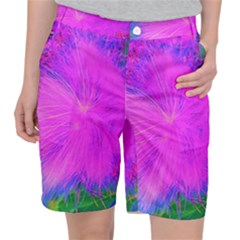 Psychedelic Purple Garden Milkweed Flower Pocket Shorts by myrubiogarden