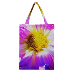 Purple, Pink And White Dahlia With A Bright Yellow Center Classic Tote Bag by myrubiogarden