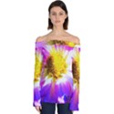 Purple, Pink And White Dahlia With A Bright Yellow Center Off Shoulder Long Sleeve Top View1