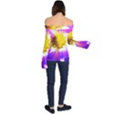 Purple, Pink And White Dahlia With A Bright Yellow Center Off Shoulder Long Sleeve Top View2