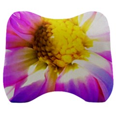 Purple, Pink And White Dahlia With A Bright Yellow Center Velour Head Support Cushion