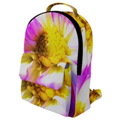 Purple, Pink And White Dahlia With A Bright Yellow Center Flap Pocket Backpack (Small)