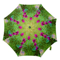 Impressionistic Purple Peonies With Green Hostas Hook Handle Umbrellas (small) by myrubiogarden