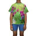 Impressionistic Purple Peonies With Green Hostas Kids  Short Sleeve Swimwear View1