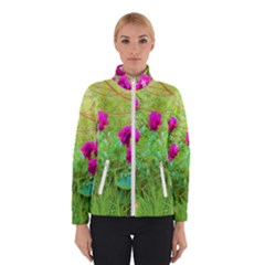 Impressionistic Purple Peonies With Green Hostas Winter Jacket