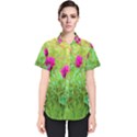 Impressionistic Purple Peonies With Green Hostas Women s Short Sleeve Shirt View1