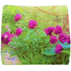 Impressionistic Purple Peonies With Green Hostas Seat Cushion by myrubiogarden