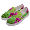 Impressionistic Purple Peonies With Green Hostas Men s Canvas Slip Ons View2