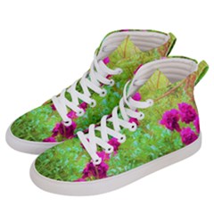 Impressionistic Purple Peonies With Green Hostas Men s Hi-top Skate Sneakers by myrubiogarden