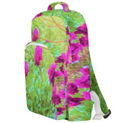 Impressionistic Purple Peonies With Green Hostas Double Compartment Backpack