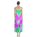 Hot Pink Stargazer Lily On Turquoise Blue And Green Button Up Chiffon Maxi Dress View2