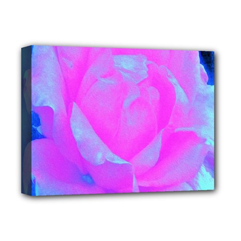 Beautiful Pastel Pink Rose With Blue Background Deluxe Canvas 16  X 12  (stretched)  by myrubiogarden