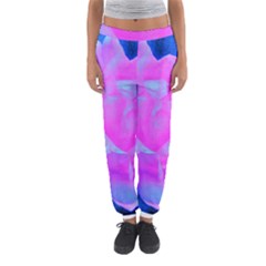 Beautiful Pastel Pink Rose With Blue Background Women s Jogger Sweatpants by myrubiogarden