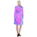 Beautiful Pastel Pink Rose With Blue Background Long Sleeve Velvet Front Wrap Dress View2