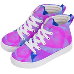 Beautiful Pastel Pink Rose With Blue Background Kids  Hi-top Skate Sneakers by myrubiogarden