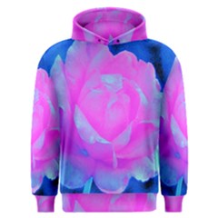 Beautiful Pastel Pink Rose With Blue Background Men s Overhead Hoodie