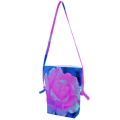 Beautiful Pastel Pink Rose With Blue Background Folding Shoulder Bag