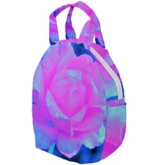 Beautiful Pastel Pink Rose With Blue Background Travel Backpacks by myrubiogarden