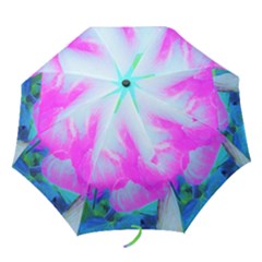 Abstract Pink Hibiscus Bloom With Flower Power Folding Umbrellas by myrubiogarden