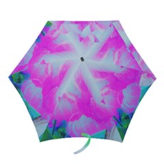 Abstract Pink Hibiscus Bloom With Flower Power Mini Folding Umbrellas by myrubiogarden