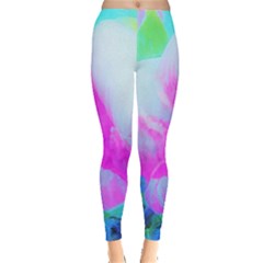 Abstract Pink Hibiscus Bloom With Flower Power Leggings  by myrubiogarden