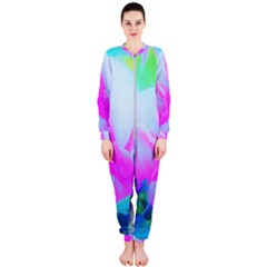 Abstract Pink Hibiscus Bloom With Flower Power Onepiece Jumpsuit (ladies) 