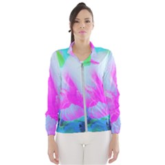 Abstract Pink Hibiscus Bloom With Flower Power Windbreaker (women)