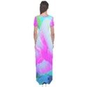 Abstract Pink Hibiscus Bloom With Flower Power Short Sleeve Maxi Dress View2