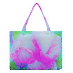 Abstract Pink Hibiscus Bloom With Flower Power Medium Tote Bag by myrubiogarden