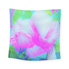 Abstract Pink Hibiscus Bloom With Flower Power Square Tapestry (small) by myrubiogarden