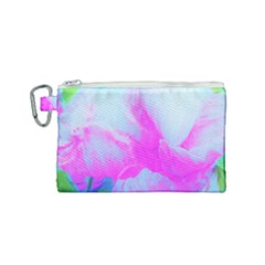 Abstract Pink Hibiscus Bloom With Flower Power Canvas Cosmetic Bag (small) by myrubiogarden